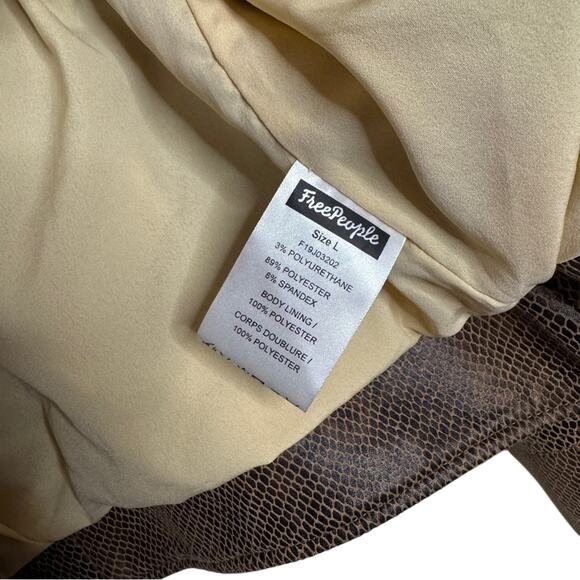 Free People Distressed Snake Fenix Faux-Leather Moto Jacket Brown Size L - Picture 4 of 5